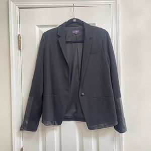 NYDJ Black Blazer, Leather Trim